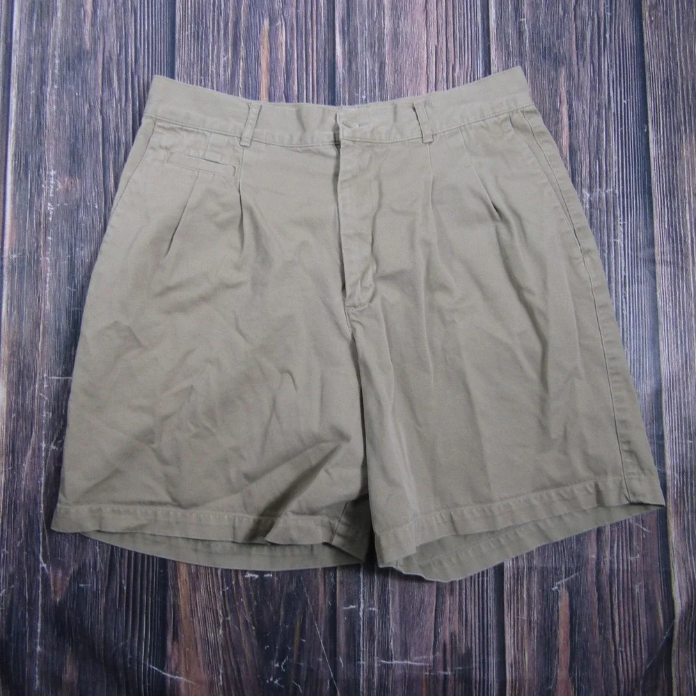Banana Republic Pleated Chino Shorts Mens 34 Beige Canvas 7